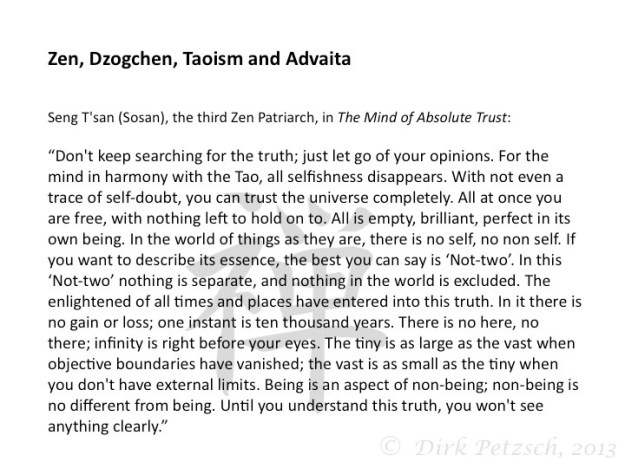Advaita, Zen, Dzogchen and Taoism